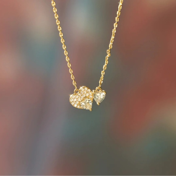 18K Gold-Plated 925 Sterling Silver Zircon Heart Necklace - Picture 2 of 5